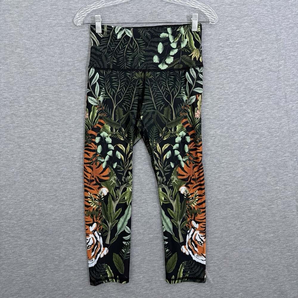 Yoga Democracy Womens Size Small Tiger Floral High Waisted Crop Leggings